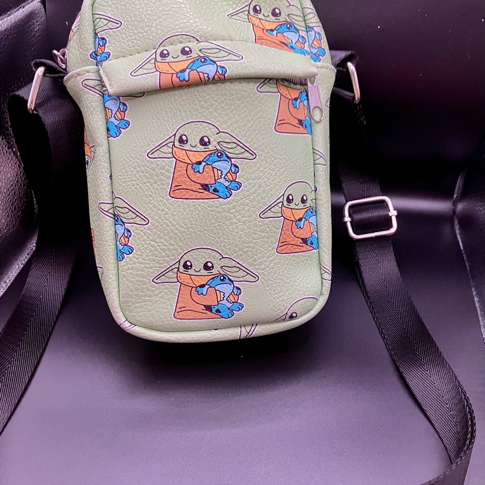 Buckle-Down Green Crossbody Bag with baby Yoda print.